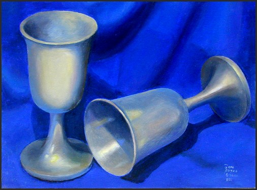 2 Silver Cups in alkyd oil medium