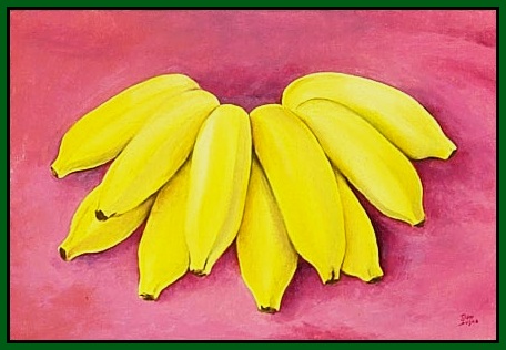 Cuban Bananas, 7.5x11, Mastic on linen panel