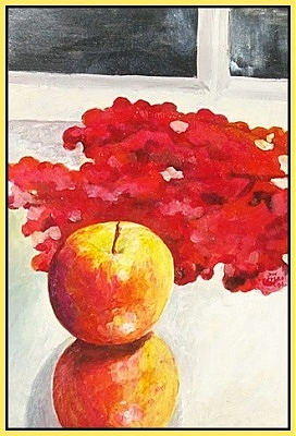 Apple and Berries, Mastic Pictura Translucida, 5.5x7.5