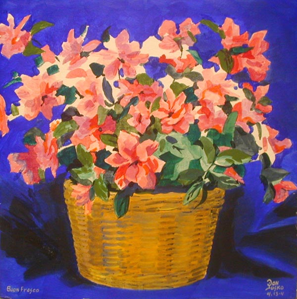 Basket of Pink Flowers 2, Boun Fresco