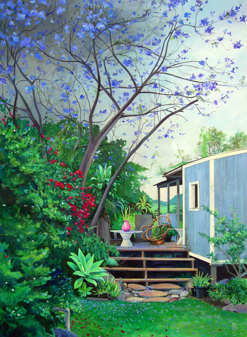 Jacaranda, Kula, Maui, acrylic painting, 22x30