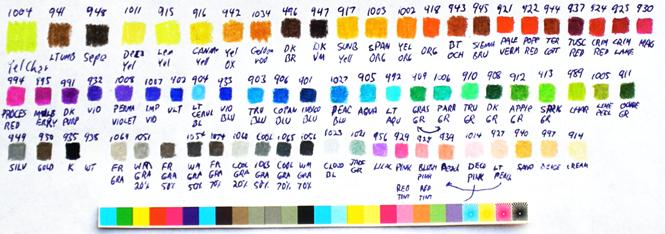 Prismacolor 72 Color Chart