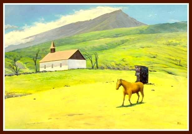 Kaupo Aloha Church with horse, Acrylic