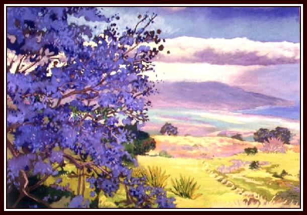 Kula Jacaranda Tree, Pastel, 11x15
