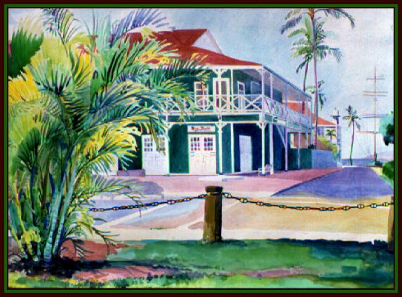 #63, Lahaina, Maui, Pioneer Inn, Water Color, 22x30