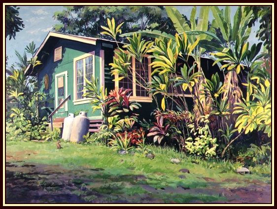 Tom's House in Nahiku, 22x30, Acrylic